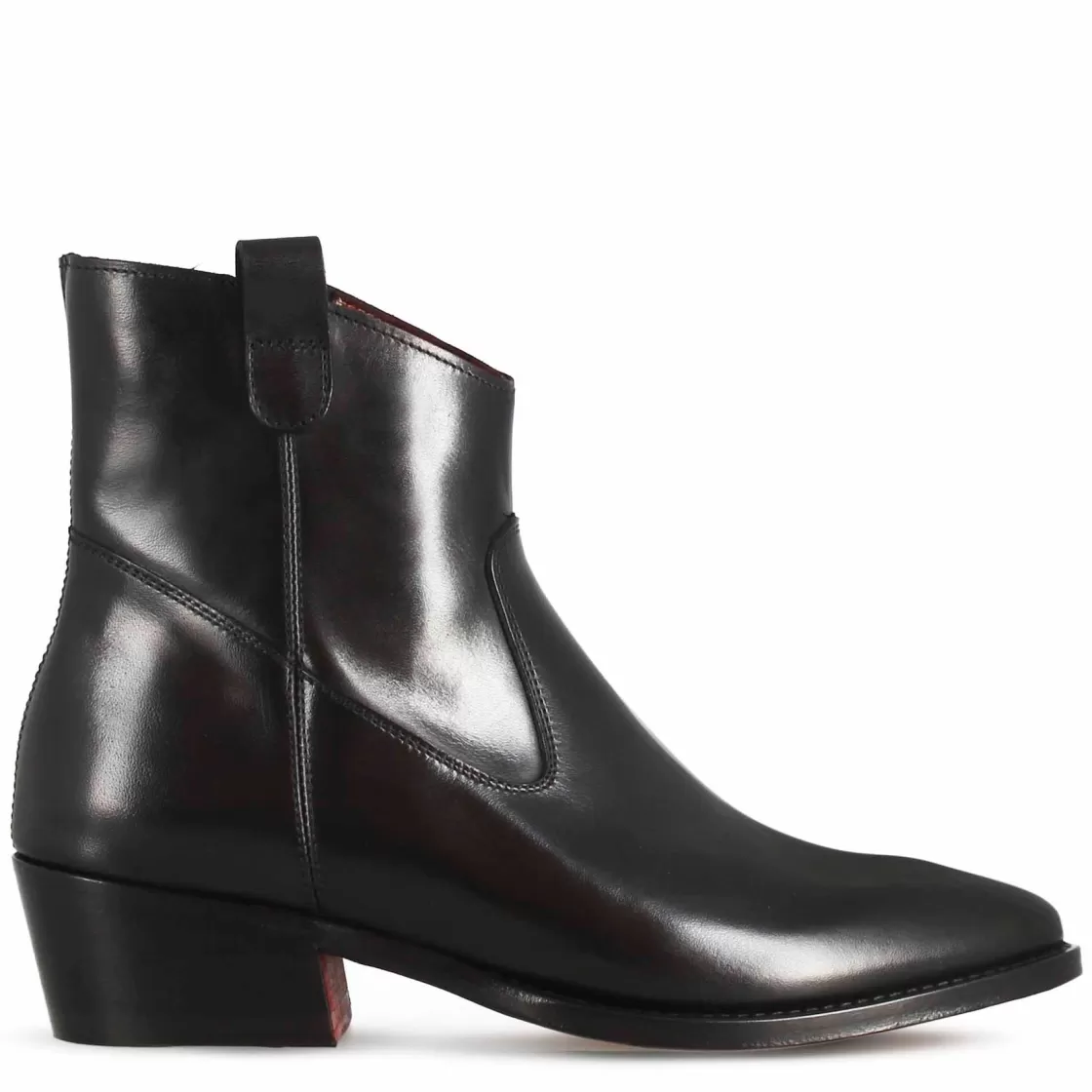 Cheap Leonardo Shoes Stivaletto Sopra Alla Caviglia Stile Texano Da Donna In Pelle Colore Nero