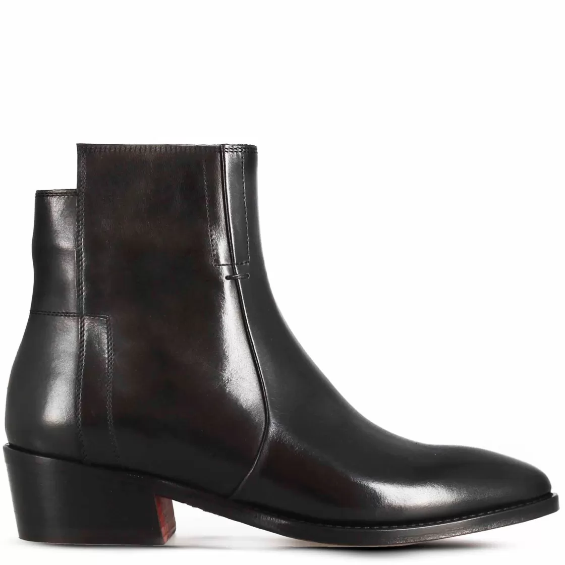New Leonardo Shoes Stivaletto Stile Texano Asimmetrico Da Donna In Pelle Colore Nero