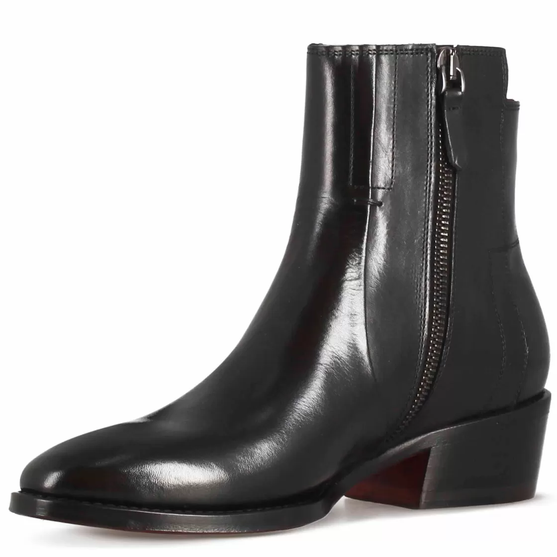 New Leonardo Shoes Stivaletto Stile Texano Asimmetrico Da Donna In Pelle Colore Nero