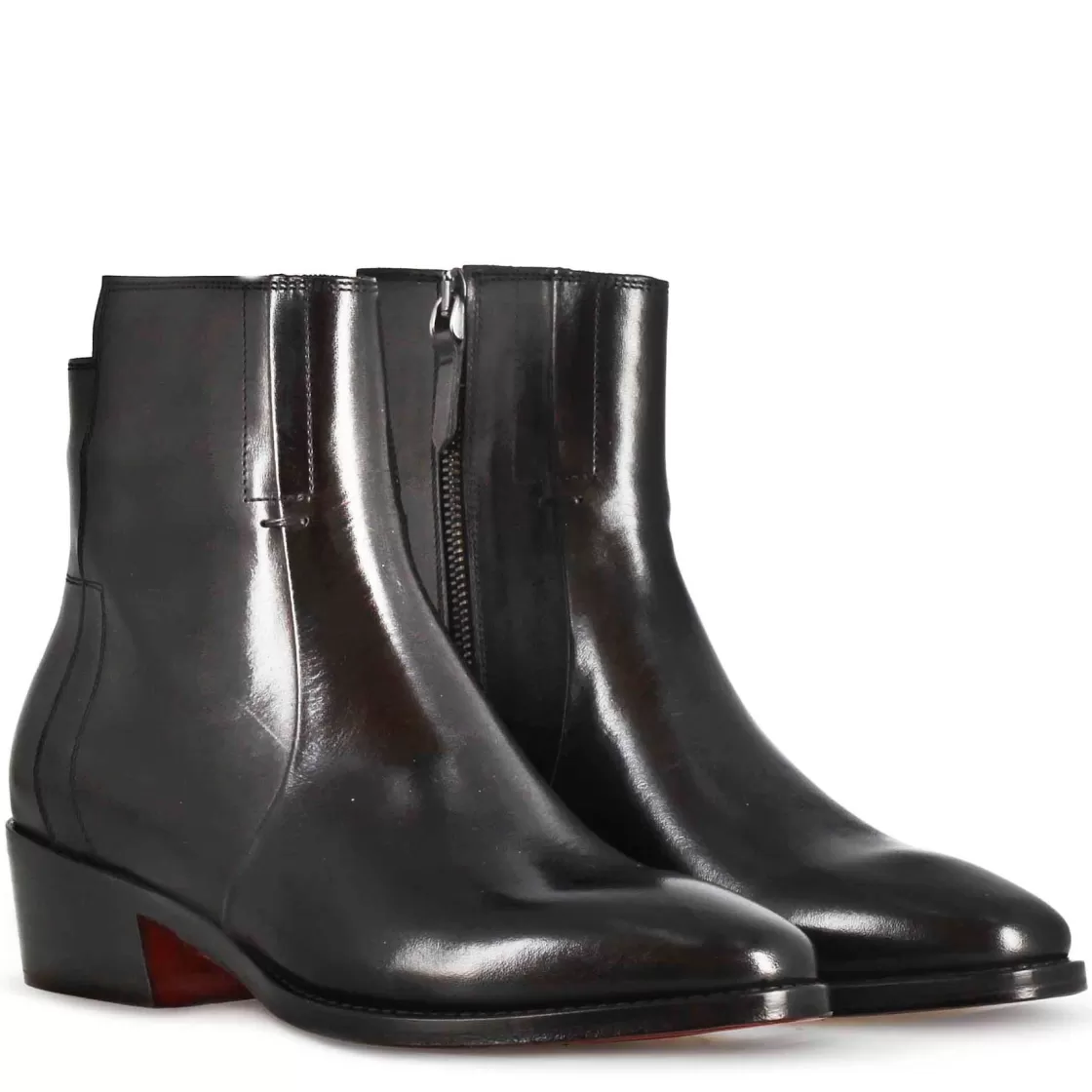 New Leonardo Shoes Stivaletto Stile Texano Asimmetrico Da Donna In Pelle Colore Nero