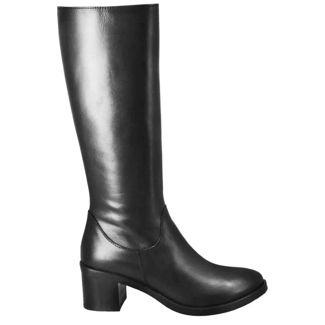 Best Leonardo Shoes Stivali Al Ginocchio Da Donna Liscio Con Tacco Medio In Pelle Nero