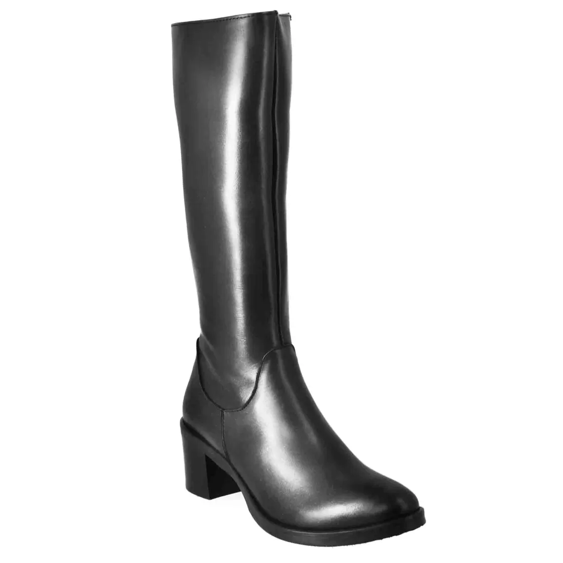 Best Leonardo Shoes Stivali Al Ginocchio Da Donna Liscio Con Tacco Medio In Pelle Nero