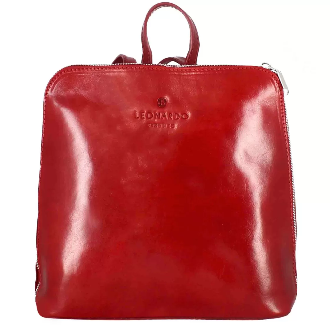 Shop Leonardo Shoes Zainetto Ginevra Da Donna In Pelle Liscia Colore Con Cerniera Rosso